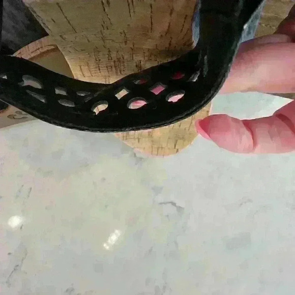 COACH Lattice Black Cut-Out Logo Wedges Size 8 - Picture 4 of 4